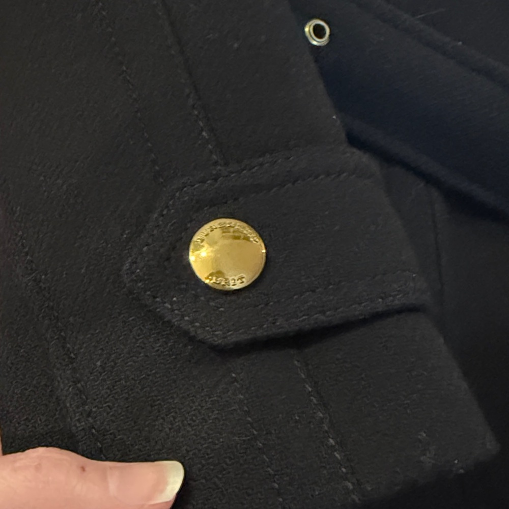 Burberry Brit Black Wool Coat with Gold Accents, Size US 6 - Picture 4 of 8